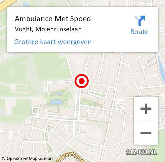 Locatie op kaart van de 112 melding: Ambulance Met Spoed Naar Vught, Molenrijnselaan op 29 juli 2020 15:24