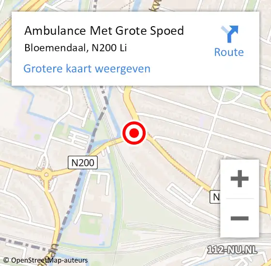Locatie op kaart van de 112 melding: Ambulance Met Grote Spoed Naar Bloemendaal, N200 Li op 30 juli 2020 09:46