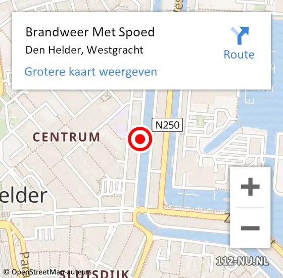 Locatie op kaart van de 112 melding: Brandweer Met Spoed Naar Den Helder, Westgracht op 30 juli 2020 09:51