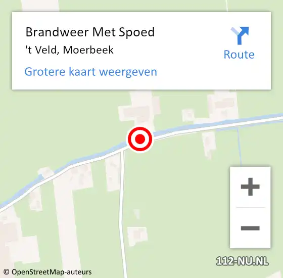 Locatie op kaart van de 112 melding: Brandweer Met Spoed Naar 't Veld, Moerbeek op 30 juli 2020 17:02