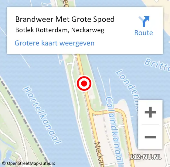 Locatie op kaart van de 112 melding: Brandweer Met Grote Spoed Naar Botlek Rotterdam, Neckarweg op 30 juli 2020 19:57