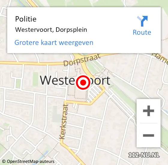 Locatie op kaart van de 112 melding: Politie Westervoort, Dorpsplein op 31 juli 2020 02:40