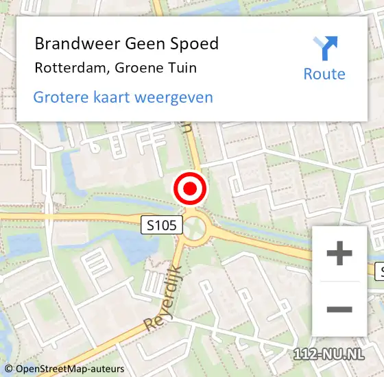 Locatie op kaart van de 112 melding: Brandweer Geen Spoed Naar Rotterdam, Groene Tuin op 31 juli 2020 14:44