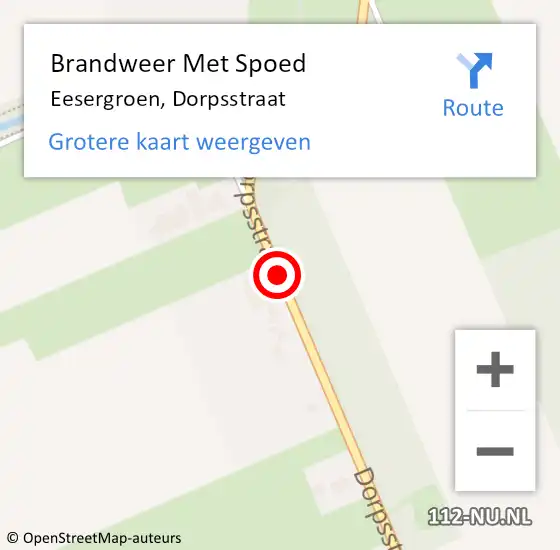 Locatie op kaart van de 112 melding: Brandweer Met Spoed Naar Eesergroen, Dorpsstraat op 31 juli 2020 15:04