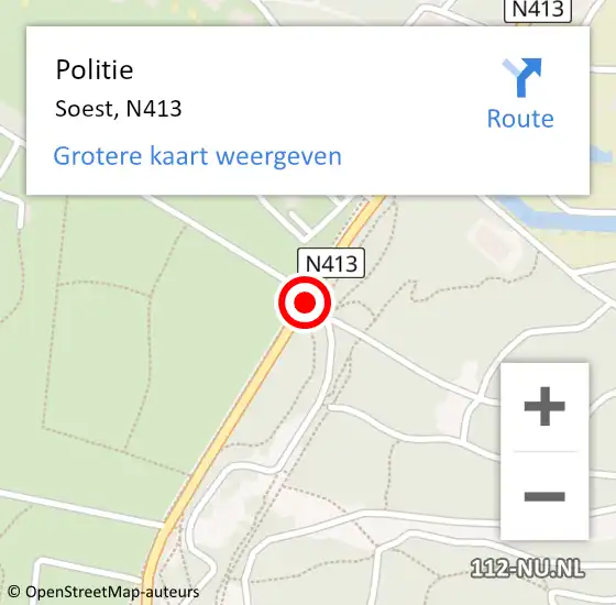 Locatie op kaart van de 112 melding: Politie Soest, N413 op 31 juli 2020 16:22