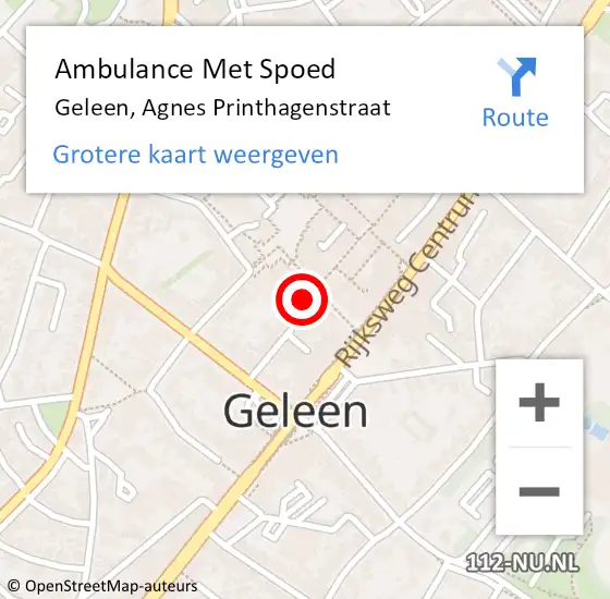 Locatie op kaart van de 112 melding: Ambulance Met Spoed Naar Geleen, Agnes Printhagenstraat op 14 mei 2014 12:49