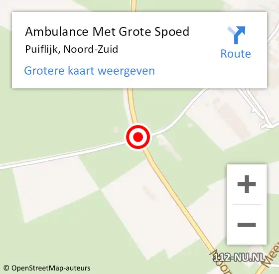 Locatie op kaart van de 112 melding: Ambulance Met Grote Spoed Naar Puiflijk, Noord-Zuid op 1 augustus 2020 11:44