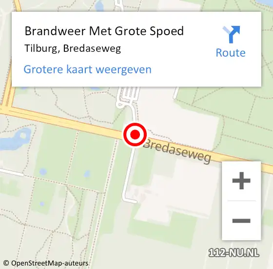 Locatie op kaart van de 112 melding: Brandweer Met Grote Spoed Naar Tilburg, Bredaseweg op 1 augustus 2020 11:45