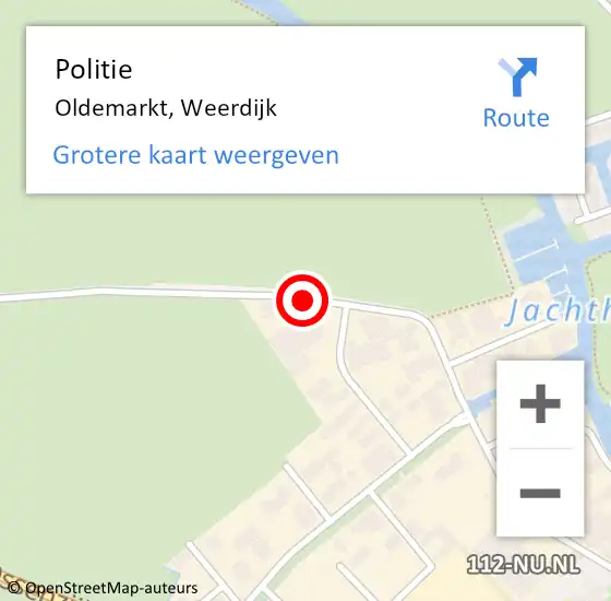 Locatie op kaart van de 112 melding: Politie Oldemarkt, Weerdijk op 1 augustus 2020 13:48
