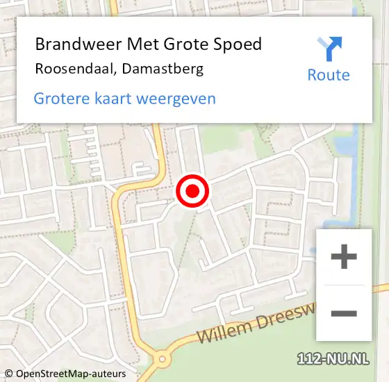 Locatie op kaart van de 112 melding: Brandweer Met Grote Spoed Naar Roosendaal, Damastberg op 1 augustus 2020 17:54