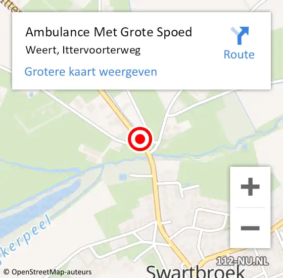 Locatie op kaart van de 112 melding: Ambulance Met Grote Spoed Naar Weert, Ittervoorterweg op 1 augustus 2020 21:44