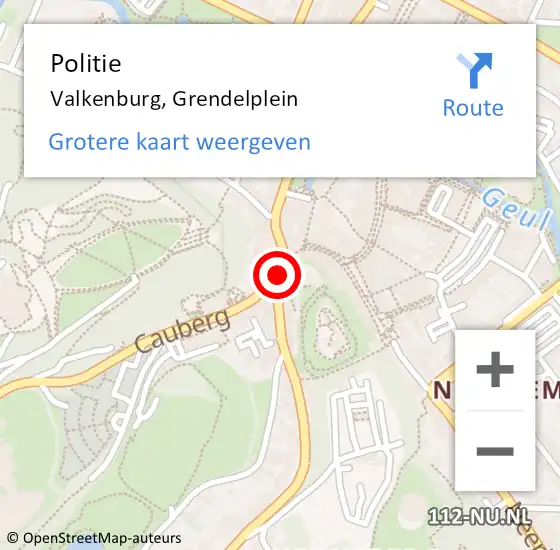 Locatie op kaart van de 112 melding: Politie Valkenburg, Grendelplein op 1 augustus 2020 22:11