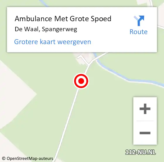 Locatie op kaart van de 112 melding: Ambulance Met Grote Spoed Naar De Waal, Spangerweg op 2 augustus 2020 05:01