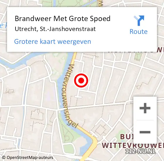 Locatie op kaart van de 112 melding: Brandweer Met Grote Spoed Naar Utrecht, St.-Janshovenstraat op 2 augustus 2020 12:06
