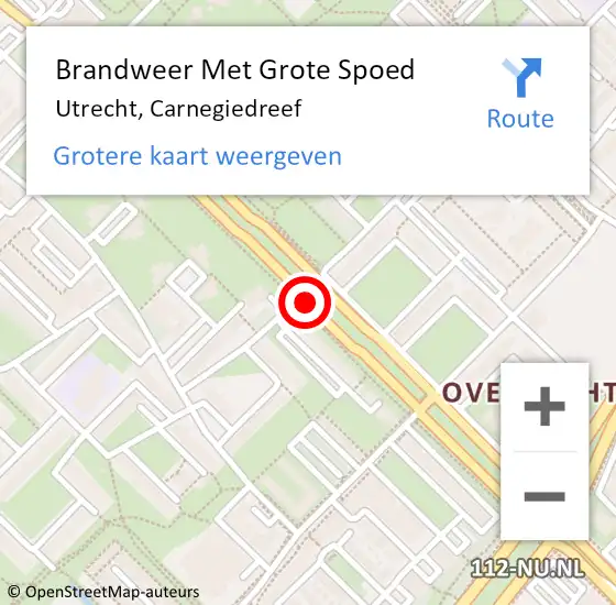 Locatie op kaart van de 112 melding: Brandweer Met Grote Spoed Naar Utrecht, Carnegiedreef op 2 augustus 2020 13:53