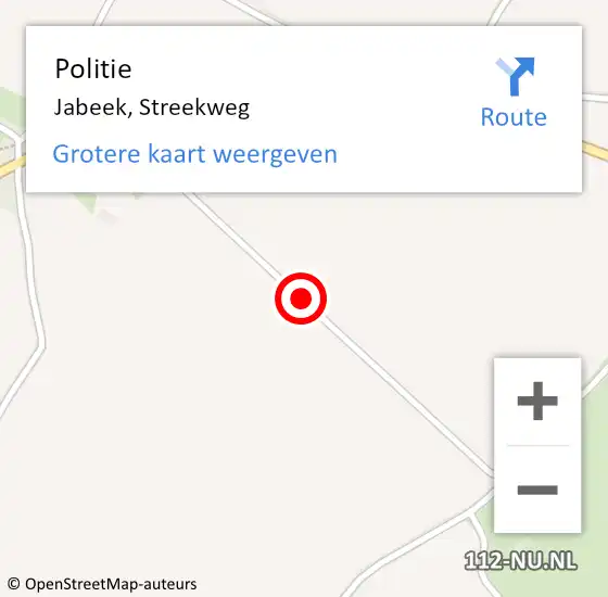 Locatie op kaart van de 112 melding: Politie Jabeek, Streekweg op 2 augustus 2020 15:23