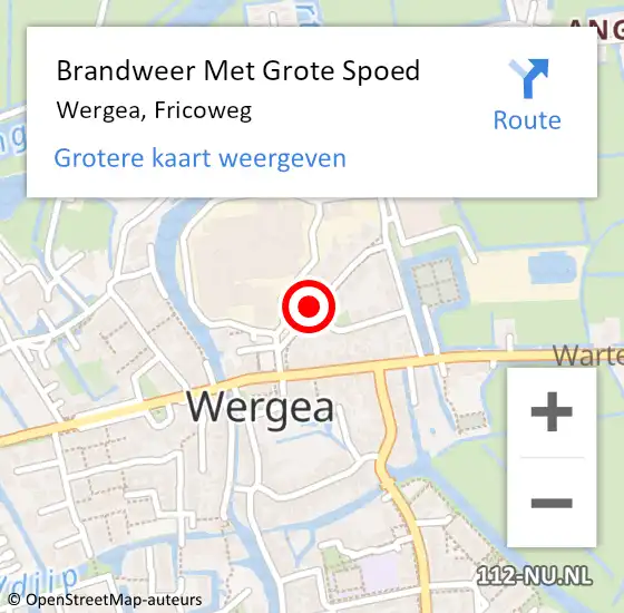 Locatie op kaart van de 112 melding: Brandweer Met Grote Spoed Naar Wergea, Fricoweg op 2 augustus 2020 15:58