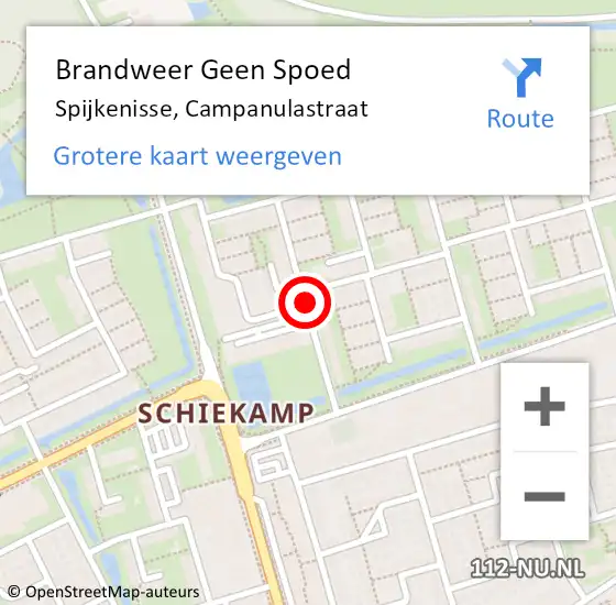 Locatie op kaart van de 112 melding: Brandweer Geen Spoed Naar Spijkenisse, Campanulastraat op 2 augustus 2020 17:49