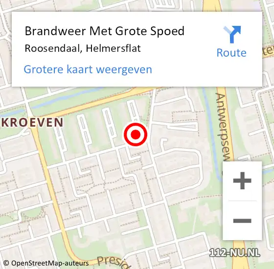 Locatie op kaart van de 112 melding: Brandweer Met Grote Spoed Naar Roosendaal, Helmersflat op 2 augustus 2020 18:19