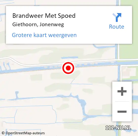Locatie op kaart van de 112 melding: Brandweer Met Spoed Naar Giethoorn, Jonenweg op 2 augustus 2020 21:02