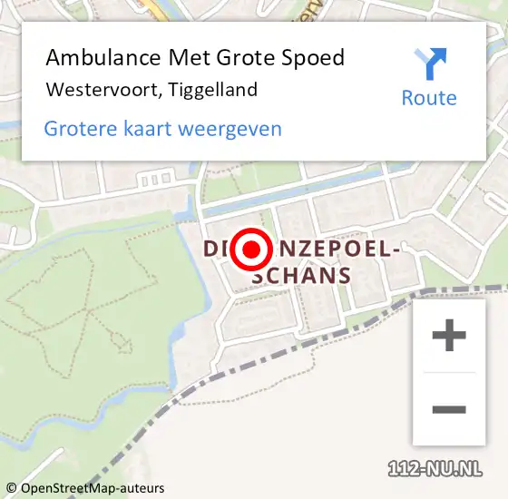 Locatie op kaart van de 112 melding: Ambulance Met Grote Spoed Naar Westervoort, Tiggelland op 2 augustus 2020 21:06