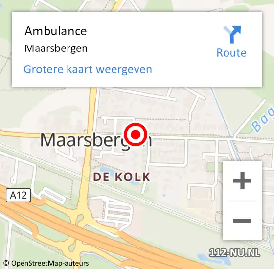 Locatie op kaart van de 112 melding: Ambulance Maarsbergen op 3 augustus 2020 01:23