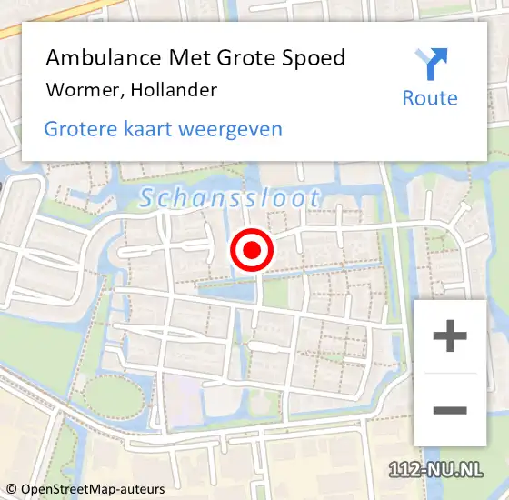 Locatie op kaart van de 112 melding: Ambulance Met Grote Spoed Naar Wormer, Hollander op 3 augustus 2020 05:59