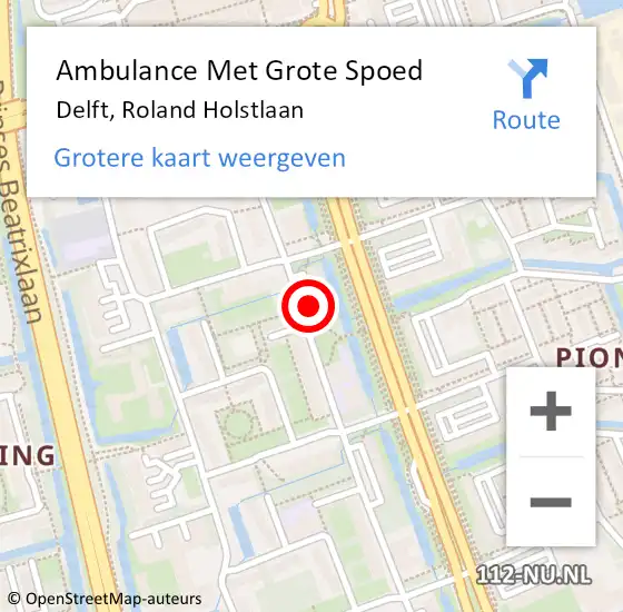 Locatie op kaart van de 112 melding: Ambulance Met Grote Spoed Naar Delft, Roland Holstlaan op 3 augustus 2020 08:08