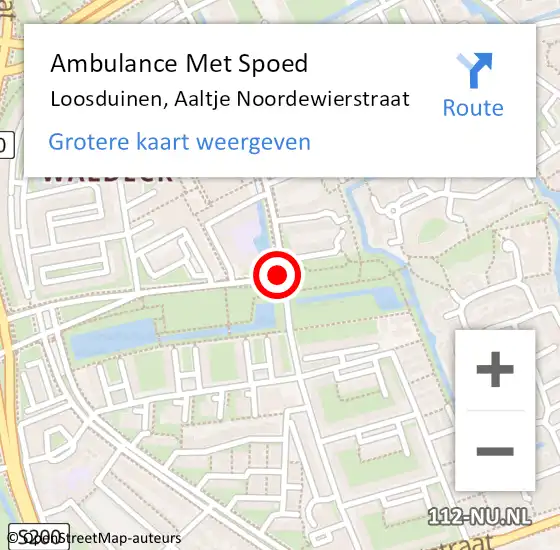 Locatie op kaart van de 112 melding: Ambulance Met Spoed Naar Loosduinen, Aaltje Noordewierstraat op 3 augustus 2020 11:08