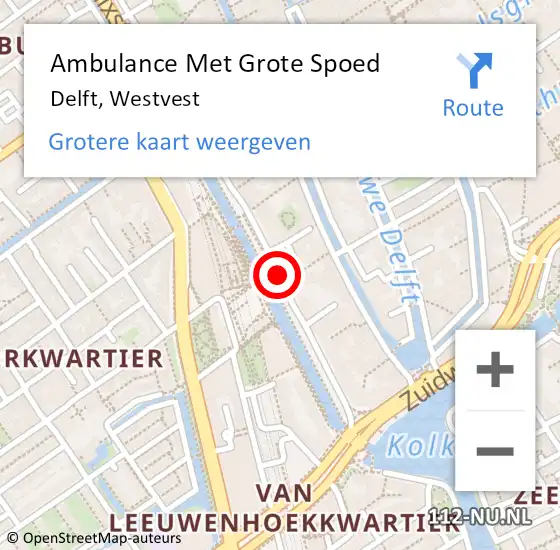 Locatie op kaart van de 112 melding: Ambulance Met Grote Spoed Naar Delft, Westvest op 3 augustus 2020 13:55