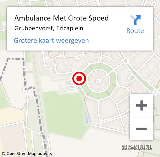 Locatie op kaart van de 112 melding: Ambulance Met Grote Spoed Naar Grubbenvorst, Ericaplein op 3 augustus 2020 17:17