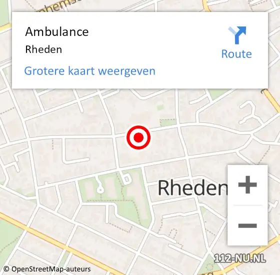 Locatie op kaart van de 112 melding: Ambulance Rheden op 3 augustus 2020 19:15