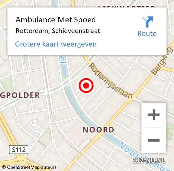 Locatie op kaart van de 112 melding: Ambulance Met Spoed Naar Rotterdam, Schieveenstraat op 3 augustus 2020 21:42