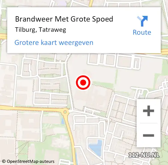 Locatie op kaart van de 112 melding: Brandweer Met Grote Spoed Naar Tilburg, Tatraweg op 4 augustus 2020 02:14