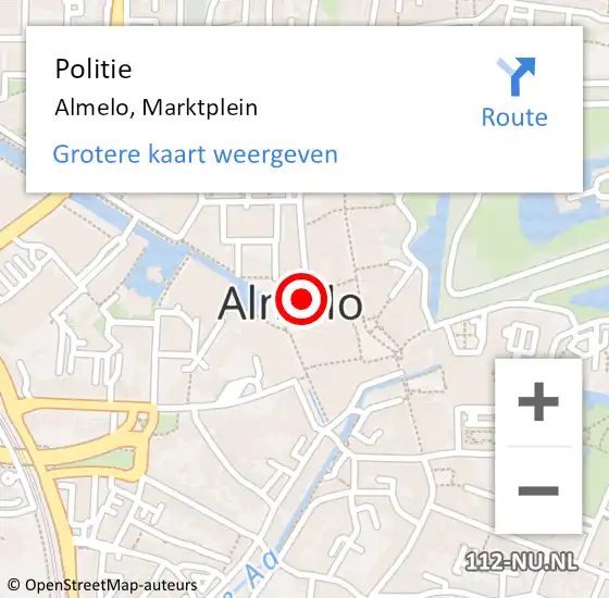 Locatie op kaart van de 112 melding: Politie Almelo, Marktplein op 4 augustus 2020 14:10