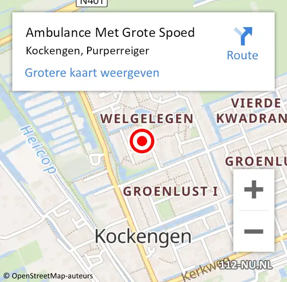 Locatie op kaart van de 112 melding: Ambulance Met Grote Spoed Naar Kockengen, Purperreiger op 4 augustus 2020 14:18