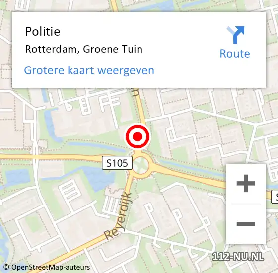 Locatie op kaart van de 112 melding: Politie Rotterdam, Groene Tuin op 4 augustus 2020 15:13