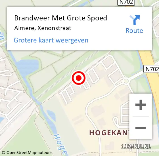 Locatie op kaart van de 112 melding: Brandweer Met Grote Spoed Naar Almere, Xenonstraat op 4 augustus 2020 16:13
