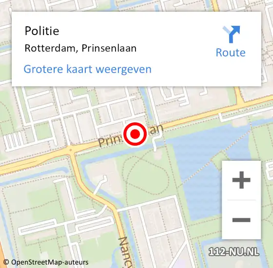 Locatie op kaart van de 112 melding: Politie Rotterdam, Prinsenlaan op 4 augustus 2020 21:55