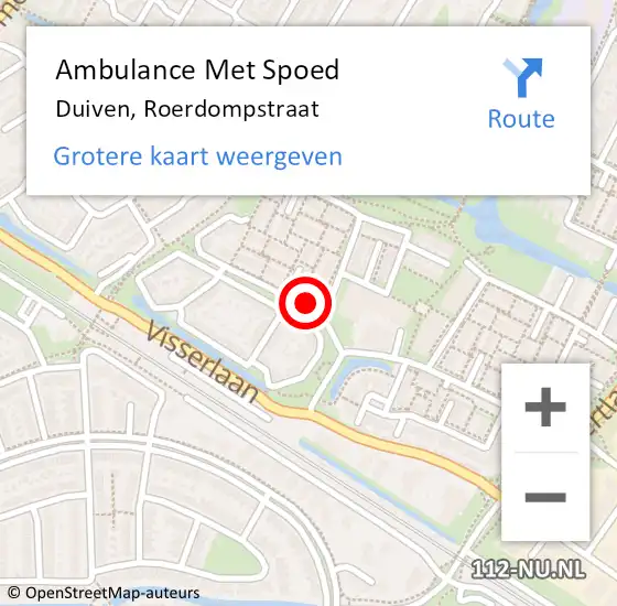 Locatie op kaart van de 112 melding: Ambulance Met Spoed Naar Duiven, Roerdompstraat op 4 augustus 2020 22:24