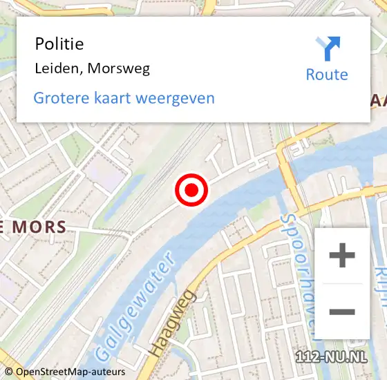 Locatie op kaart van de 112 melding: Politie Leiden, Morsweg op 4 augustus 2020 23:19