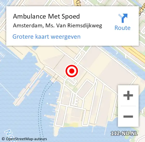 Locatie op kaart van de 112 melding: Ambulance Met Spoed Naar Amsterdam, ms. van Riemsdijkweg op 5 augustus 2020 01:06