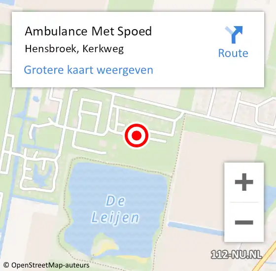 Locatie op kaart van de 112 melding: Ambulance Met Spoed Naar Hensbroek, Kerkweg op 5 augustus 2020 08:24