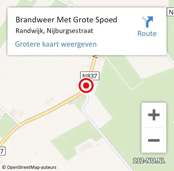 Locatie op kaart van de 112 melding: Brandweer Met Grote Spoed Naar Randwijk, Nijburgsestraat op 5 augustus 2020 13:49