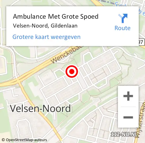Locatie op kaart van de 112 melding: Ambulance Met Grote Spoed Naar Velsen-Noord, Gildenlaan op 5 augustus 2020 20:22