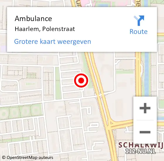 Locatie op kaart van de 112 melding: Ambulance Haarlem, Polenstraat op 5 augustus 2020 20:38