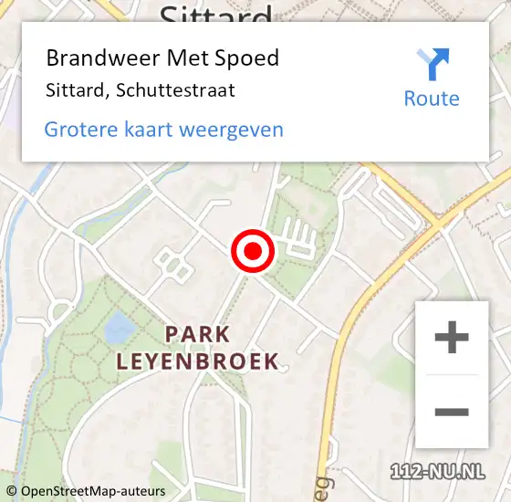 Locatie op kaart van de 112 melding: Brandweer Met Spoed Naar Sittard, Schuttestraat op 6 augustus 2020 01:50