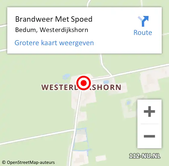 Locatie op kaart van de 112 melding: Brandweer Met Spoed Naar Bedum, Westerdijkshorn op 6 augustus 2020 08:07