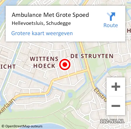 Locatie op kaart van de 112 melding: Ambulance Met Grote Spoed Naar Hellevoetsluis, Schudegge op 6 augustus 2020 09:47