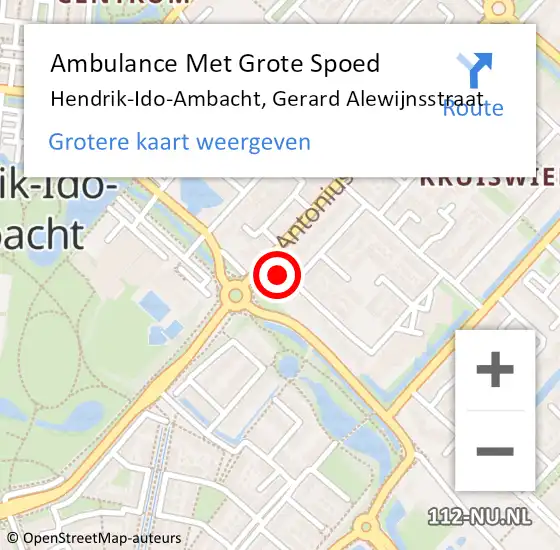 Locatie op kaart van de 112 melding: Ambulance Met Grote Spoed Naar Hendrik-Ido-Ambacht, Gerard Alewijnsstraat op 6 augustus 2020 10:34